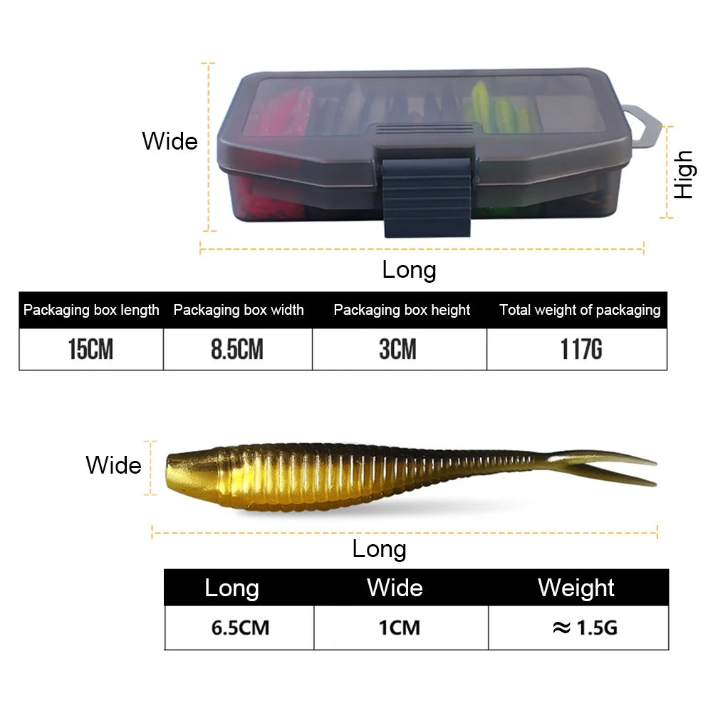 61pcs/set Artificial Lure Hook Fork Tail Bait