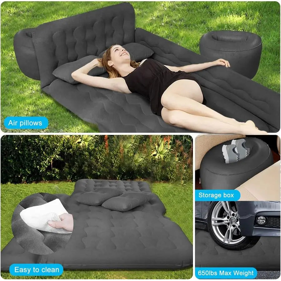 Car Air Mattress with Electric Pump, 2 Inflatable Pillows