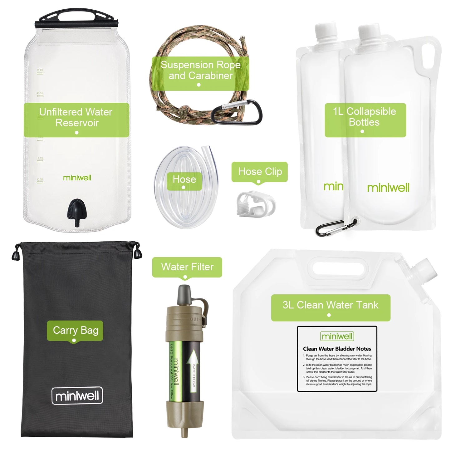 Miniwell Portable Camping Water Filter System