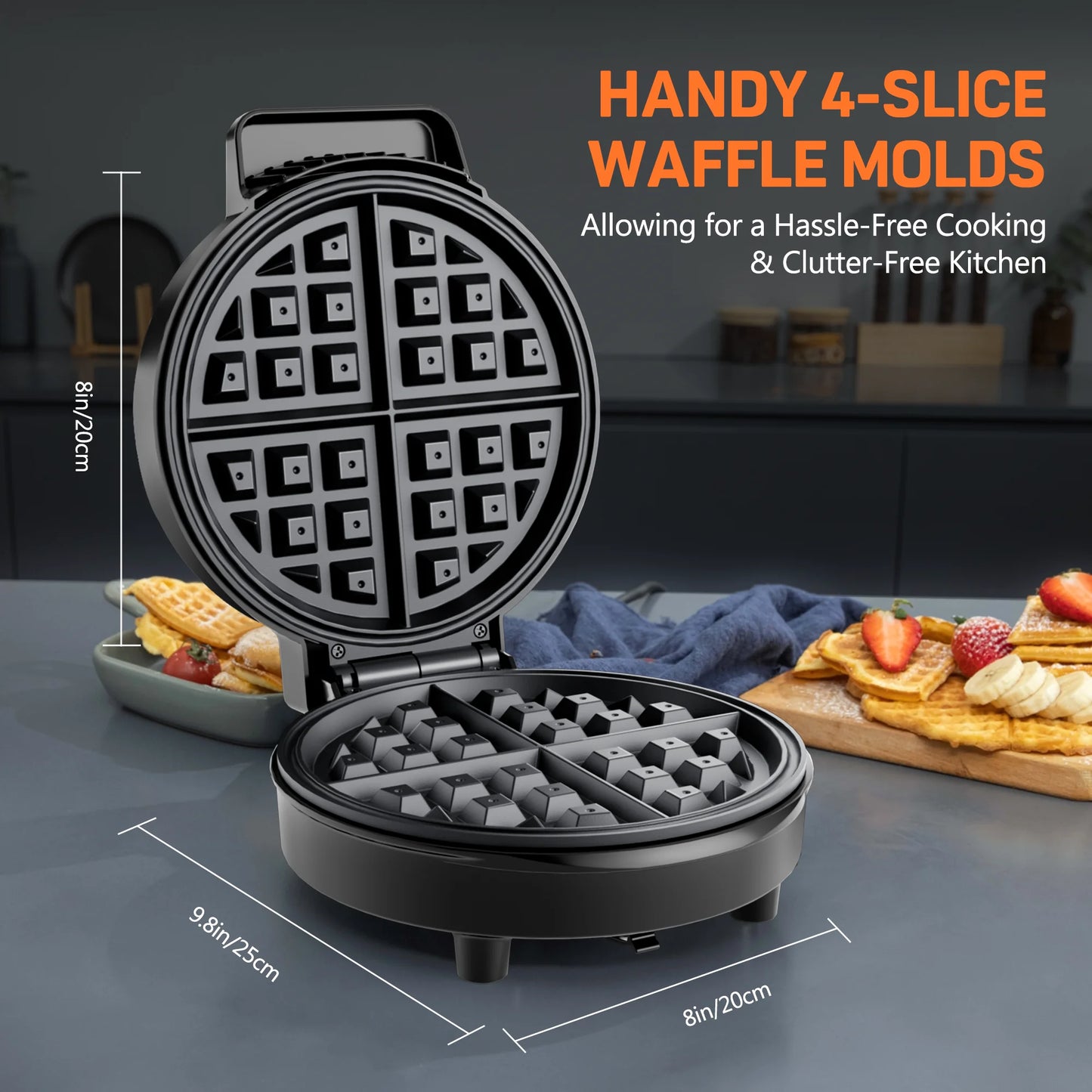 Electric Nonstick 8-inch Waffle Maker, Belgian Waffles