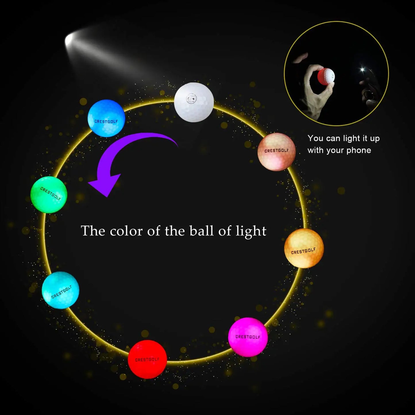 Golf Ball with Night Glow Light LED