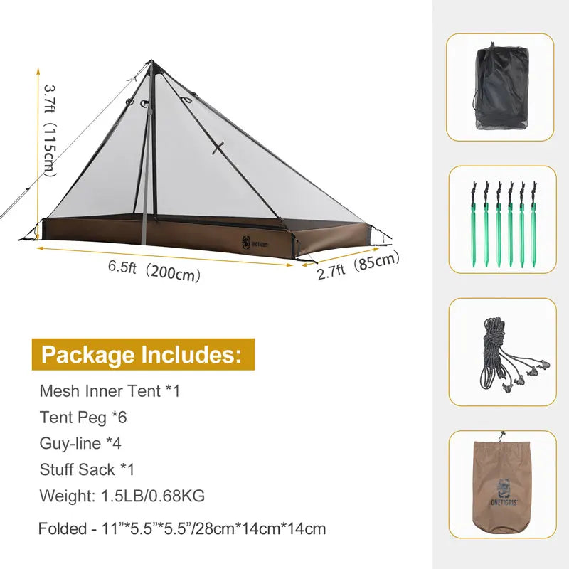 1-Person Mesh Inner Tent Camping Shelter