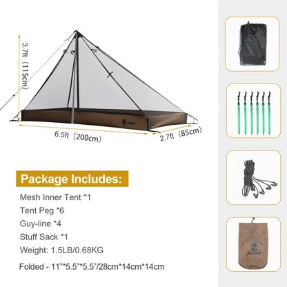1-Person Mesh Inner Tent Camping Shelter