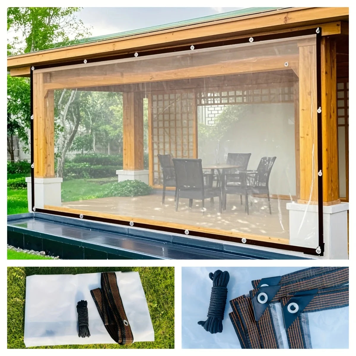 Thickened Transparent Waterproof Tarp with Sealing Ring
