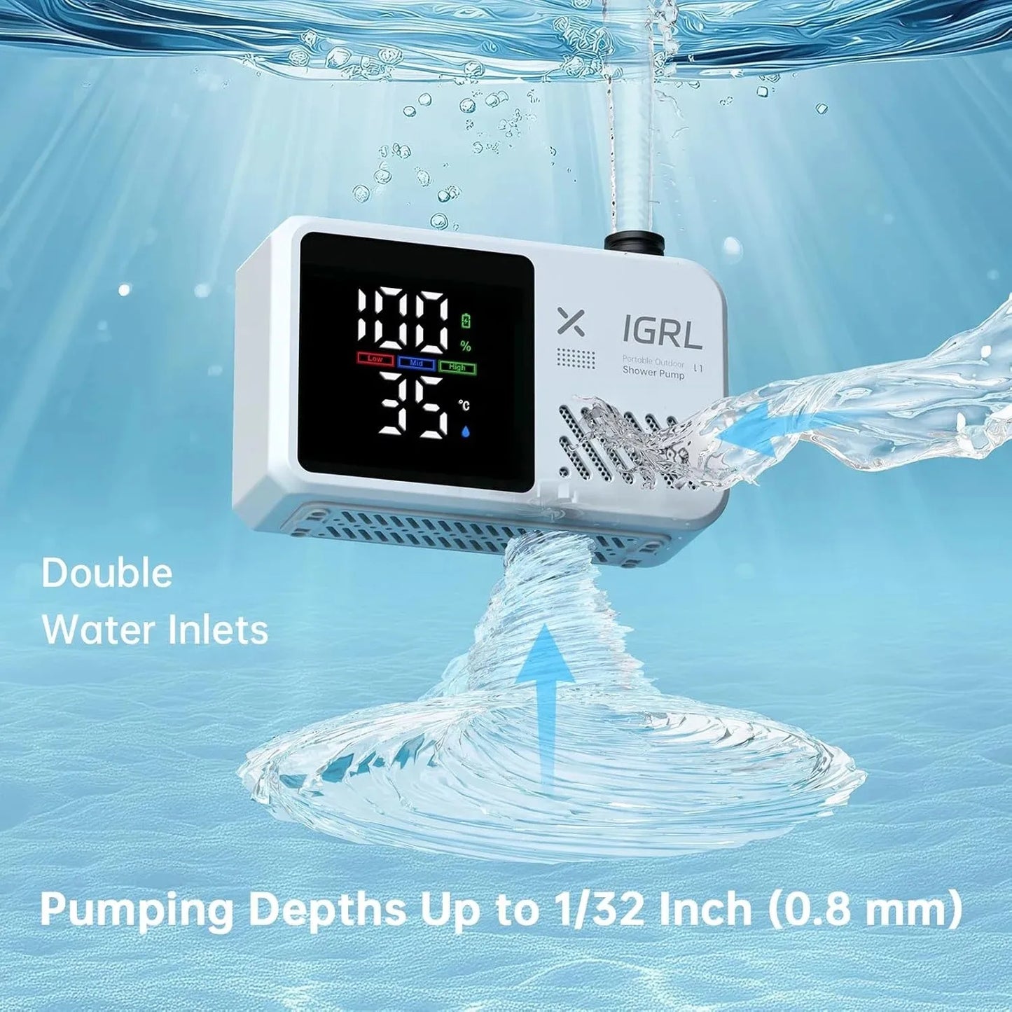 Portable Camping Shower 7800mAh Rechargeable Pump