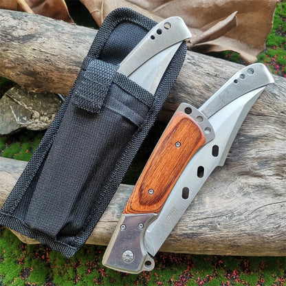 Heavy-Duty Folding Knife with Wood Handle