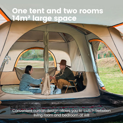 Large Family Tent 8-12 Person 2 Room Windproof