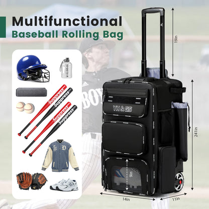 Multifunctional Outdoor Sports Trolley Baseball Bag Large