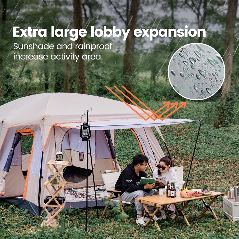 Large Family Tent 8-12 Person 2 Room Windproof