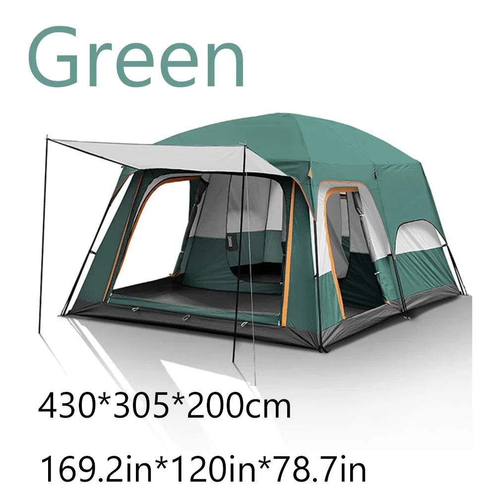 Large Family Tent 8-12 Person 2 Room Windproof