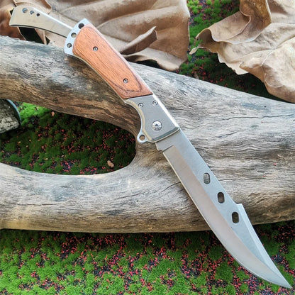 Heavy-Duty Folding Knife with Wood Handle