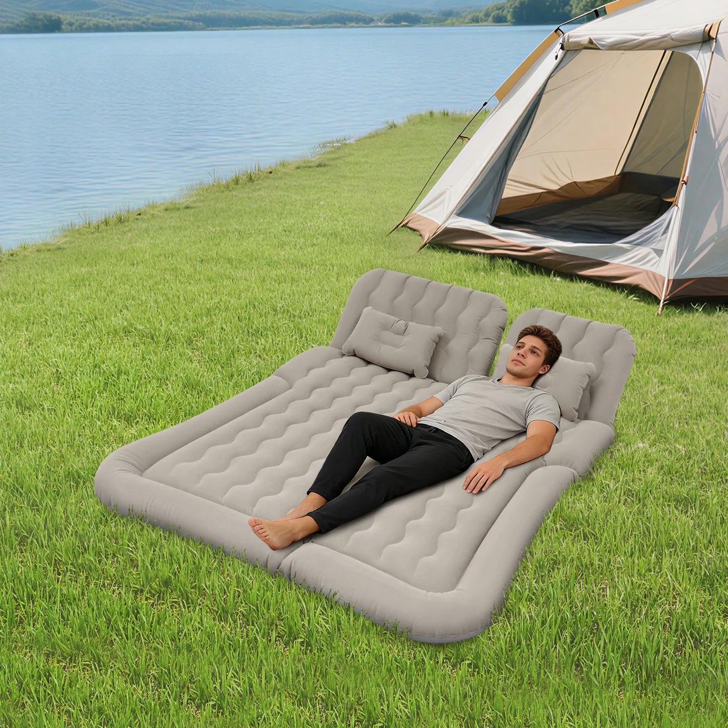 Inflatable SUV Air Mattress Complete Camping  Kit