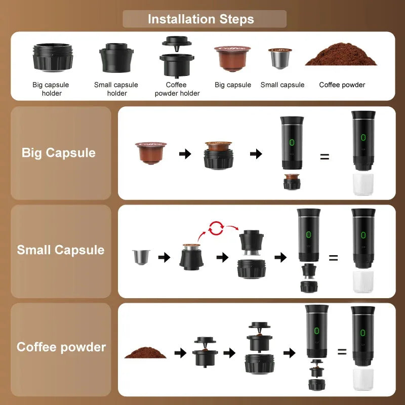 Portable Wireless Electric Espresso Coffee Machine For Travel