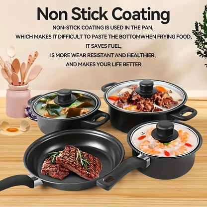 13-Piece Nonstick Cookware Set Black Kitchen & Camping