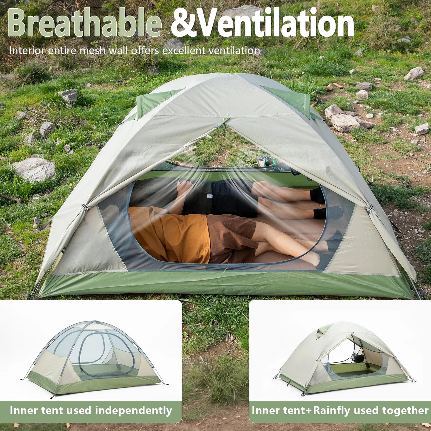 Camping Tent 2 Person Double Layer Waterproof Portable