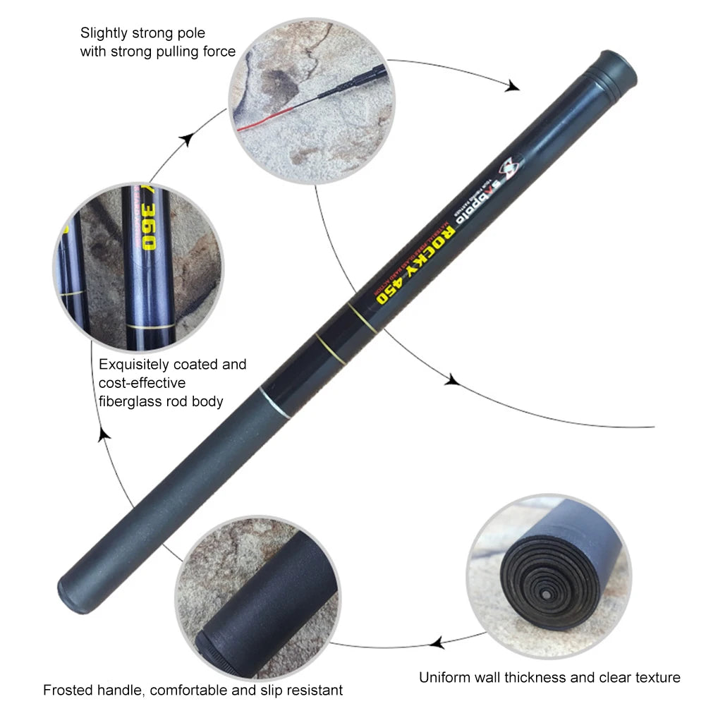 Telescopic Fishing Rod Fiberglass Pole, Stream, Lakes