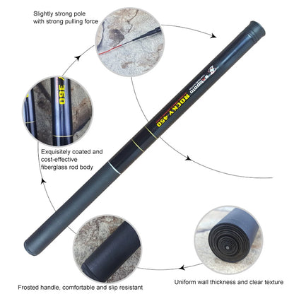 Telescopic Fishing Rod Fiberglass Pole, Stream, Lakes
