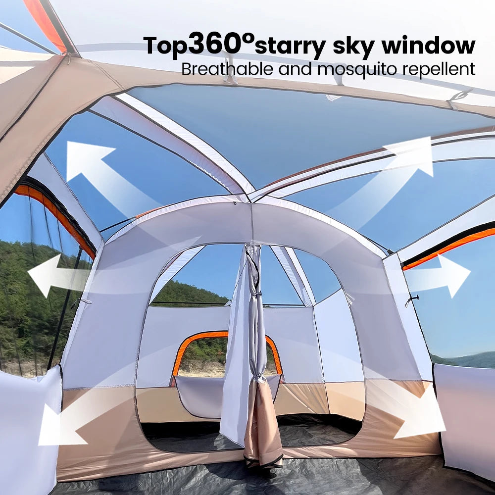 Large Family Tent 8-12 Person 2 Room Windproof
