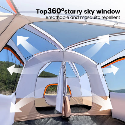 Large Family Tent 8-12 Person 2 Room Windproof
