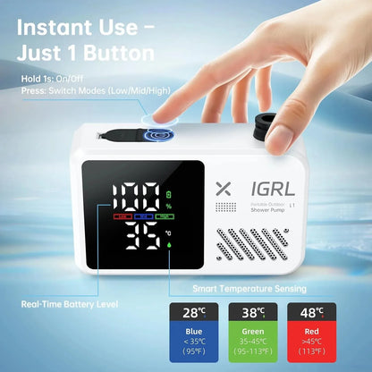 Portable Camping Shower 7800mAh Rechargeable Pump