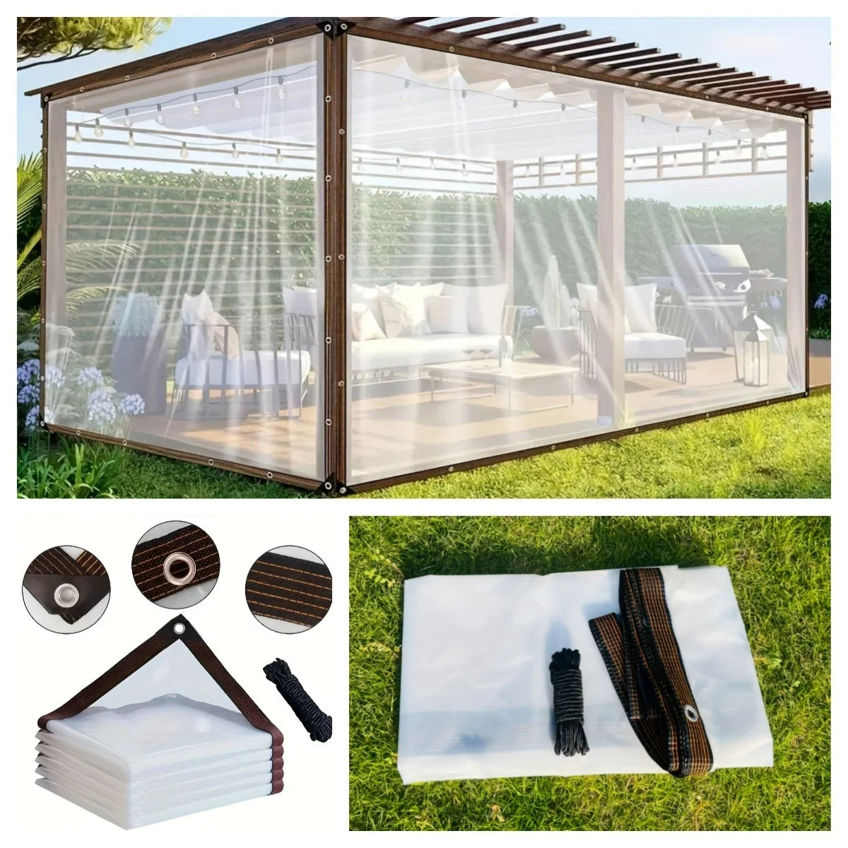 Thickened Transparent Waterproof Tarp with Sealing Ring