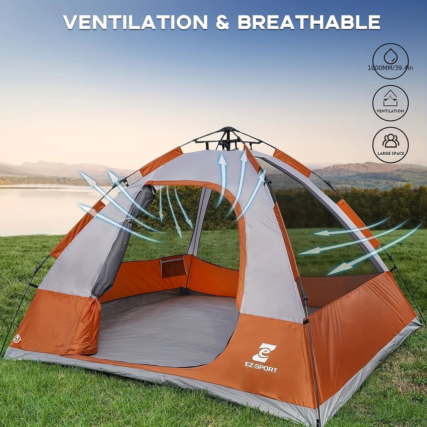 Pop Up Camping Tent - 4 Person Instant Easy Set Up