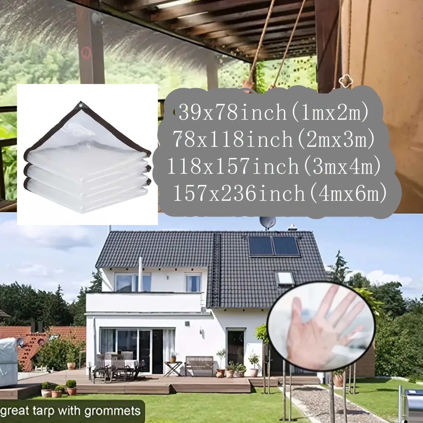 Thickened Transparent Waterproof Tarp with Sealing Ring