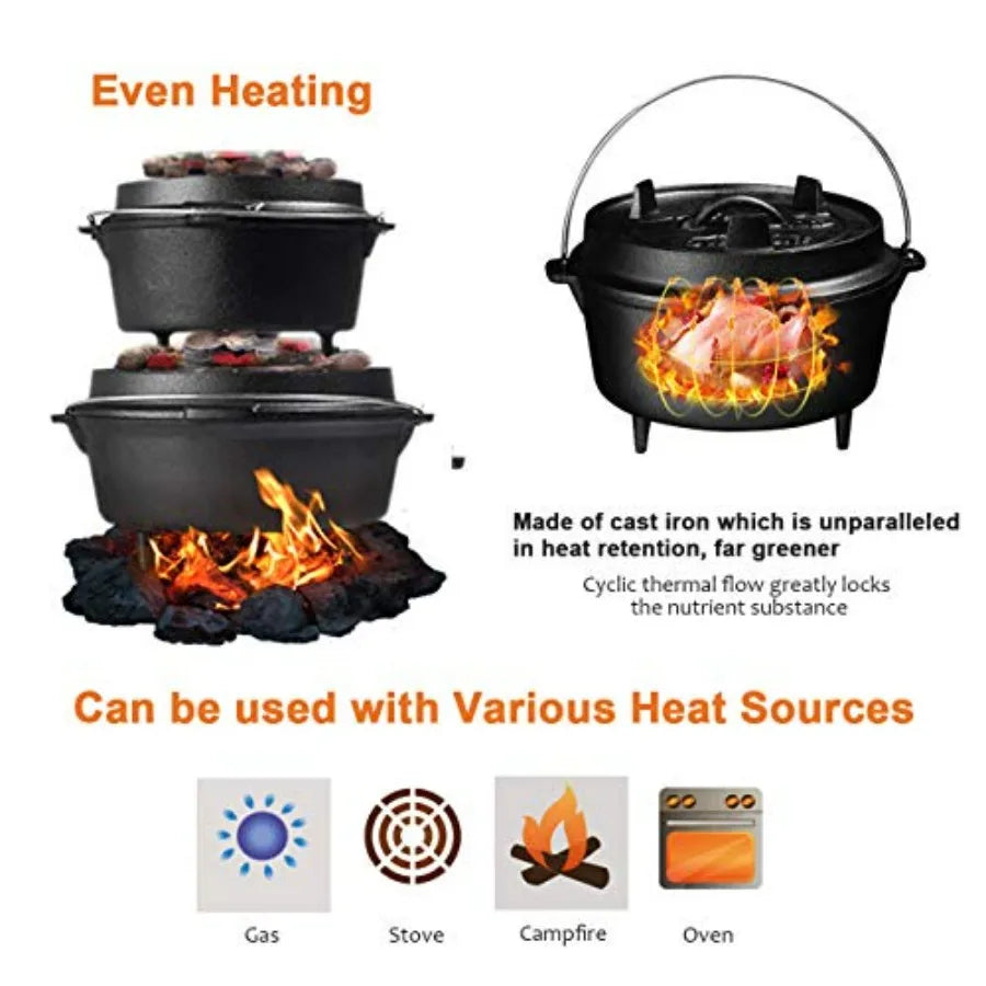 Camp Dutch Oven Pre Seasoned Cast Iron Lid