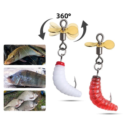 10Pcs Propeller Spinner Worm Bait Soft Maggot