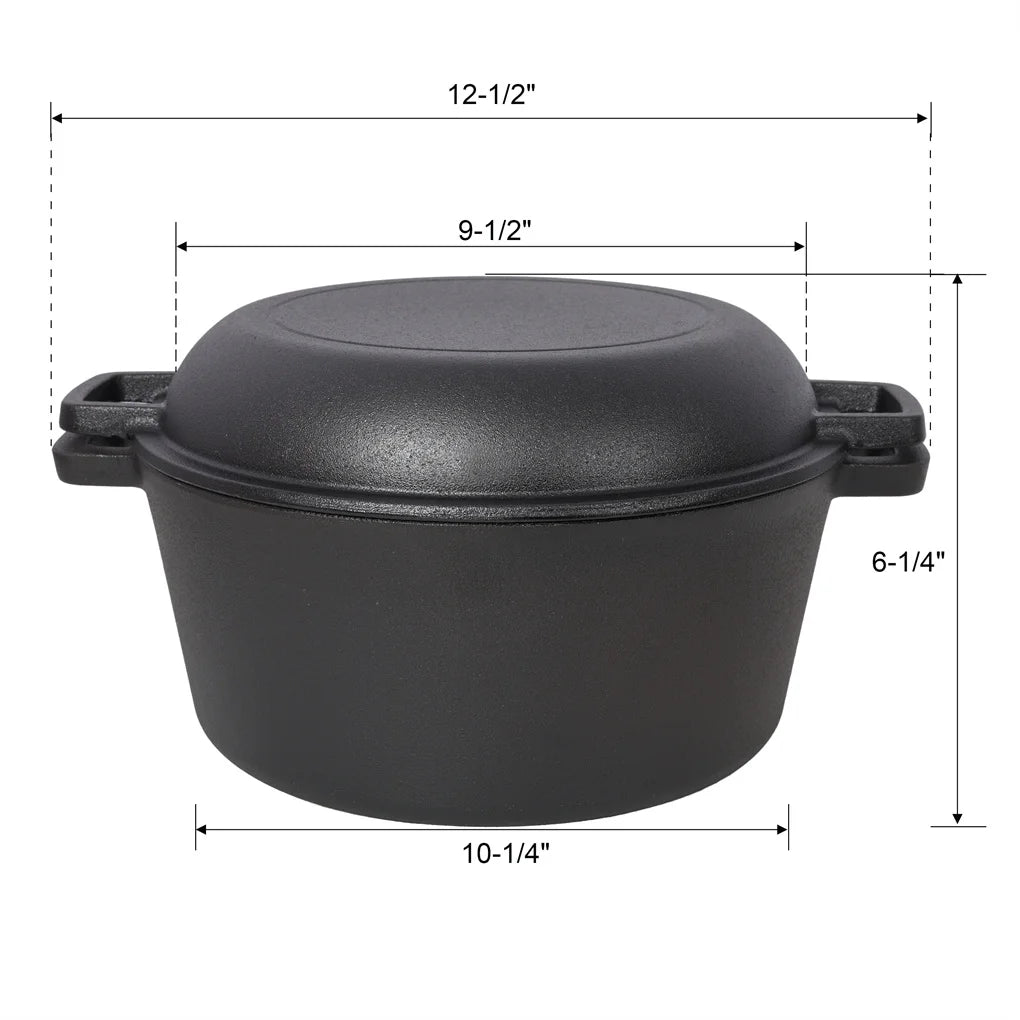 Pre-Seasoned Cast Iron Dutch Oven with Dual Handles