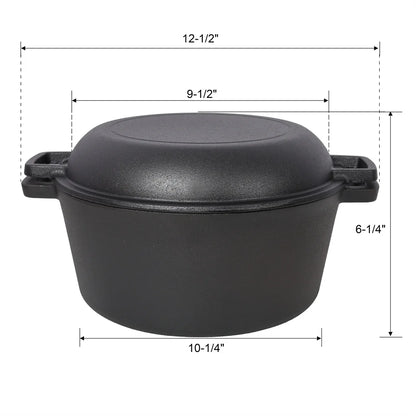 Pre-Seasoned Cast Iron Dutch Oven with Dual Handles