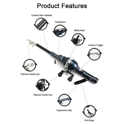 Portable Folding Telescopic Fly-Fishing Poles with Reel