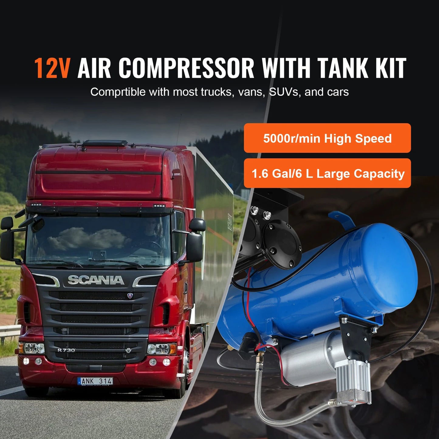 12V Air Compressor with Tank 120psi System