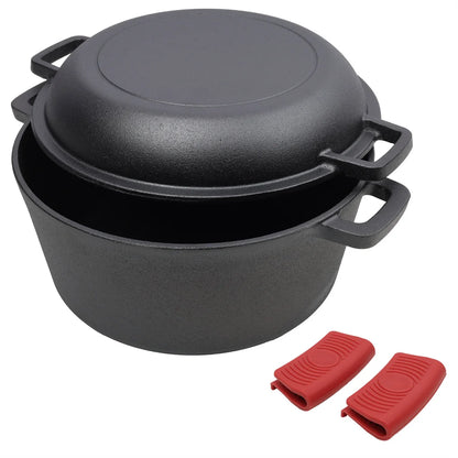 Pre-Seasoned Cast Iron Dutch Oven with Dual Handles