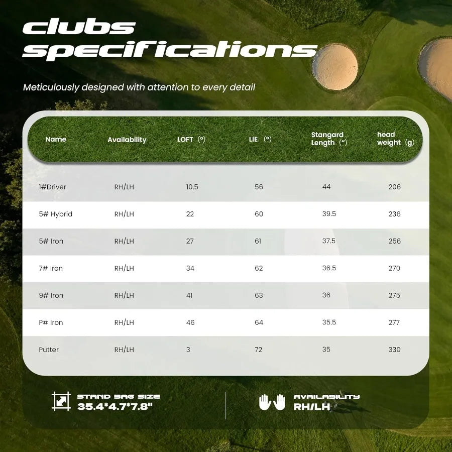 9 Pieces Golf Clubs Set for Men