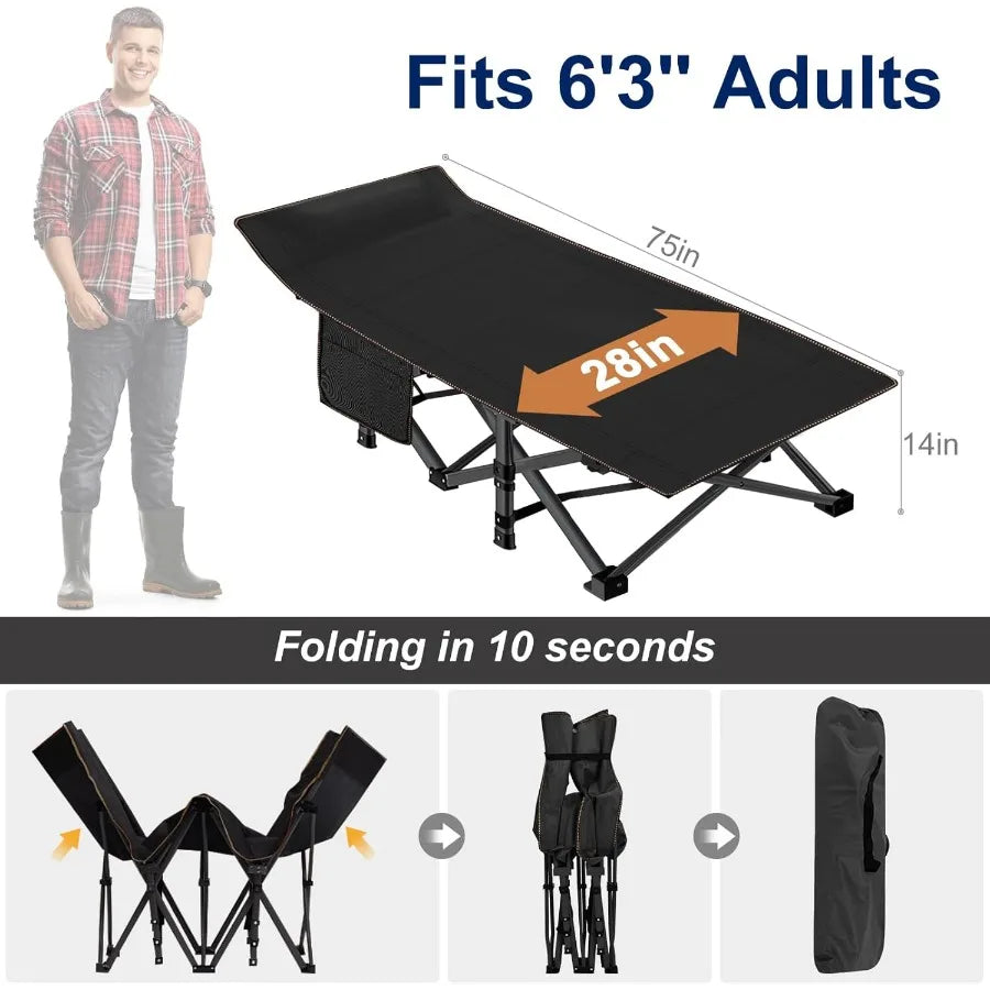Camping Cot for Adult 28 Extra Wide Heavy-Duty