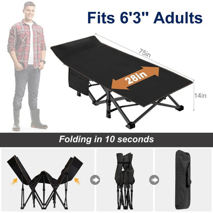 Camping Cot for Adult 28 Extra Wide Heavy-Duty