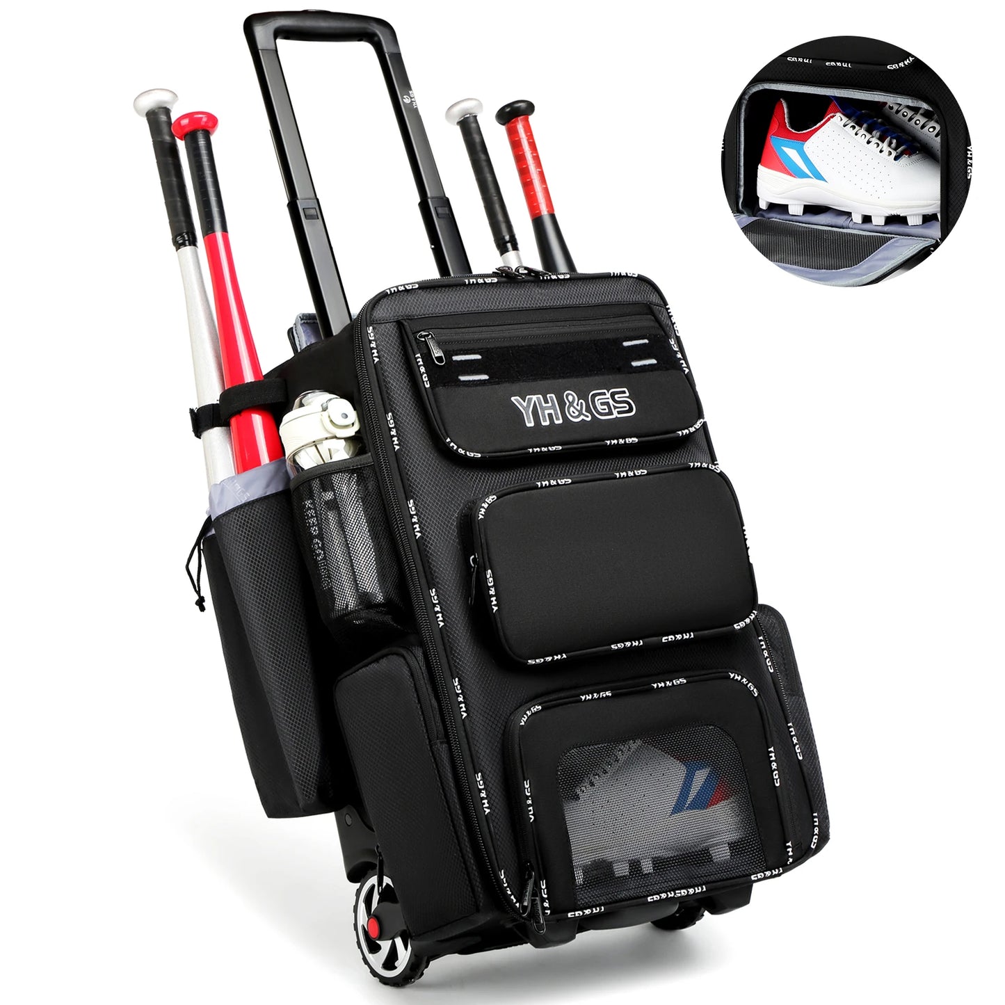 Multifunctional Outdoor Sports Trolley Baseball Bag Large