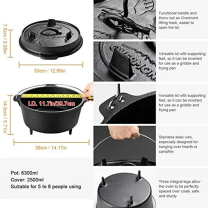 Camp Dutch Oven Pre Seasoned Cast Iron Lid