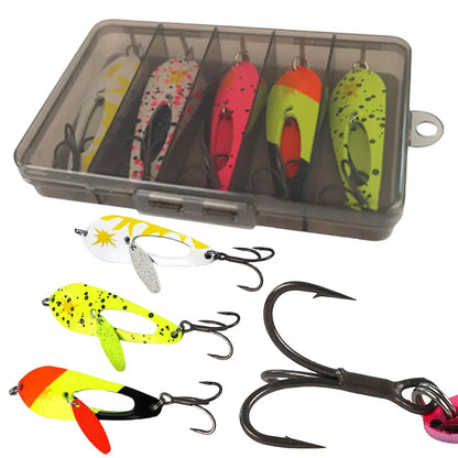 5Pcs Metal Spoon Fishing Lures with Treble Hooks