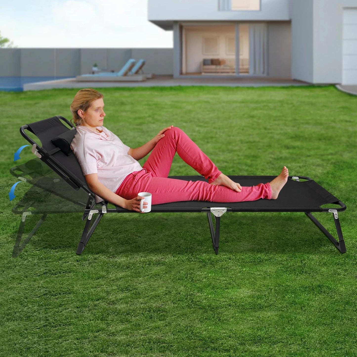 Portable Folding Camping Cot with 4-Position Adjustable