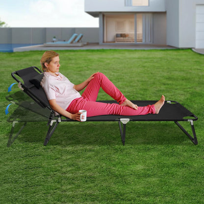 Portable Folding Camping Cot with 4-Position Adjustable
