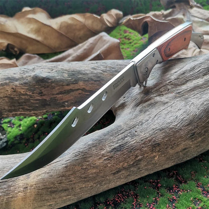 Heavy-Duty Folding Knife with Wood Handle
