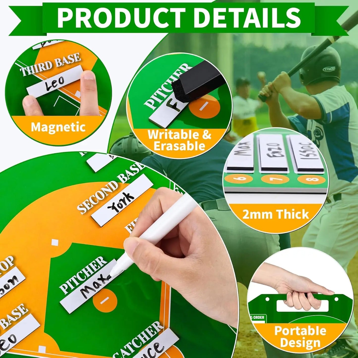 Magnetic Baseball Lineup Board, Softball & Baseball