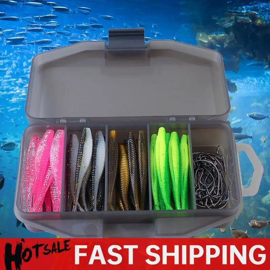 61pcs/set Artificial Lure Hook Fork Tail Bait