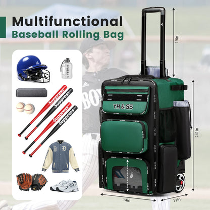Multifunctional Outdoor Sports Trolley Baseball Bag Large